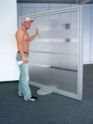 Raumteiler Raumteiler Vario mit Lamellen, Glas, Nubaum........